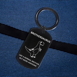 MADHAHEFU Funny Brother Gifts Brothersaurus Keychain Brother Gifts From Brother Sister Awesome Brother Birthday Gifts For Best Friends (Black)