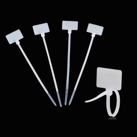 Amgate 100 Pcs Write on Tags Wire Zip Ties Cable Mark Tags Nylon Power Marking Label (100pcs)