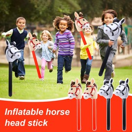 Pack of 4 Inflatable Stick Horse, 37 Inch Inflatable Horse Balloons, Inflatable Horse Balloons, Horse Birthday Decorations for Boys and Girls, Suitable for Horse Theme Party Decorations