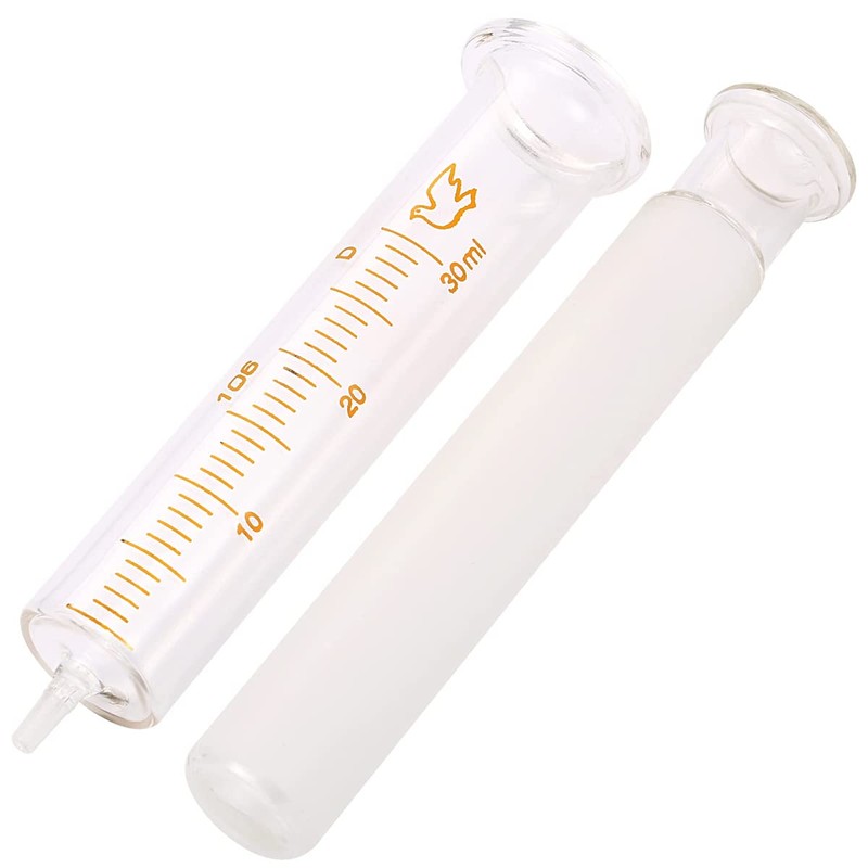 2 Pack Reusable Glass Syringes, 30ml Glass Syringe Standard Diameter