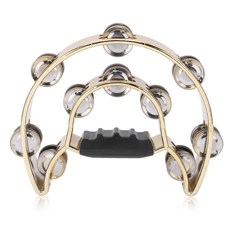 Double Row Hand Tambourine Metal Tambourine with Plating Bells Percussion