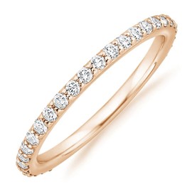 PAVOI Women's 14K Gold Vermeil Cubic Zirconia Diamond Stackable Eternity Bands Size 7 Rose Gold