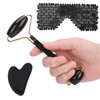 3pcs Obsidian Facial Roller Gua Sha Board Therapy Blindfold Beauty