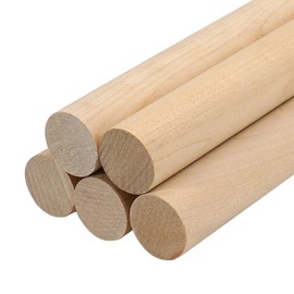 Lugailly Wooden Dowel Rods Wood Dowels for Crafting 1 x 12 Inch, 5 PCS Round Wooden Sticks for Crafts Thick Macrame Sticks, Unfinished Pine Hardwood Sticks for Wands, Curtain Rods, Rhythm Sticks