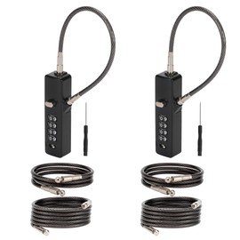 Combination Cable Lock - 3 Retractable Locks (11.8", 23.6", 47.2") for Bicycle, Ski, Fence, Cabinet, Door - 4-Digit Security Code - Durable & Adjustable - Black (2 Pack)