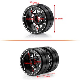 RCHUBAM 1.9" Dually Beadlock Wheels 2PCS/4PCS Aluminum RC Twin Wheel Set Compatible with SCX10 TRX-4 TRX6 G63 6-Wheel 1/10 Scale RC Hauler Crawler Truck Car Upgrade Accessories (2PCS)