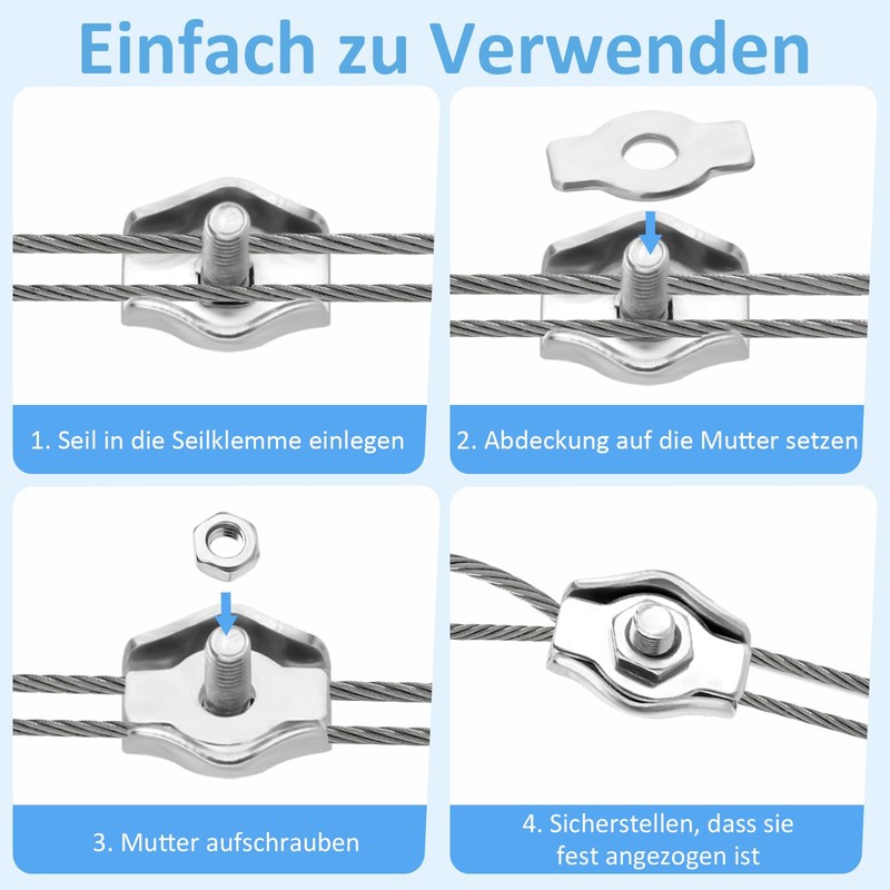 Pack of 25 Wire Rope Clips M2, Rope Clamp 7