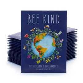 Bentley Seed Co. | Bee Kind Planet | Illustrated Bee Flower Seed Packets | Help Pollinators Environmental Favor for Events | Pollinator Wildflower Mix Seed | Eco-Friendly Hand Out | 25 Pk