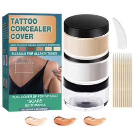 Tattoo Cover Up Makeup, Waterproof Concealer, 2 Colors, Professional Scar & Blemish Coverage for Tattoos, Birthmarks, and Scars, Long-Lasting, Adjustable Formula for Men & Women