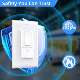 0-10V Dimmer Switch 120V Single Pole/ 3-Way Max 300W LED Light Control Commercial Grade Low Voltage Stepless Dimming Wall Switch Complete Kit with Wall Plate for Low Bay Panel Lights White ETL Listed