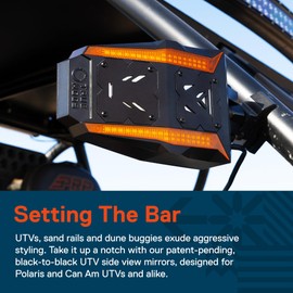 TRUE MODS UTV Side Rear View Mirrors Kit with [Sequential Amber Turn Signals Running Light] [Pro-Fit Profile Bar Roll Cage] for Polaris General Ranger Can-Am Commander Defender Maverick Trail Sport