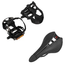 Bucklos Bike Pedals with Toe Cages and Straps - Bicycle Toe Clips Cage Compatible with Peloton Bike，Bike Saddle 3D Printing Bike Seat Mountain Road Comfortable Bicycle Cushion