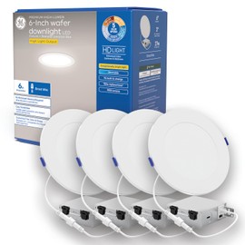 GE Color Select LED Wafer Downlight, Premium High-Lumen Direct Wire Ceiling Light, 6-Inches (4 Pack)