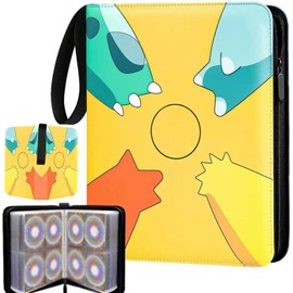 4 tarjeteros de bolsillo, álbum de tarjetas, 400 tarjeteros de bolsillo con funda para tarjetas comerciales, tarjetero para álbum de coleccionista, juguete para regalo para niños/niñas (amarillo)
