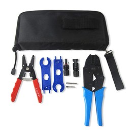 ZONADAH Crimping Tool Kit Set for M-C Style Four Solar Panel Cable Connectors Size 2.5/4/6mm2 2 Crimpers Pliers 2 Straight Wrenches a Pair of Male/Female Solar Panel Connector DIY