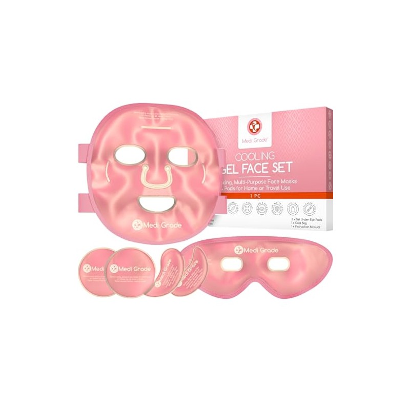 Medi Grade Cooling Mask Face and Cooling Eye Pads, Pink