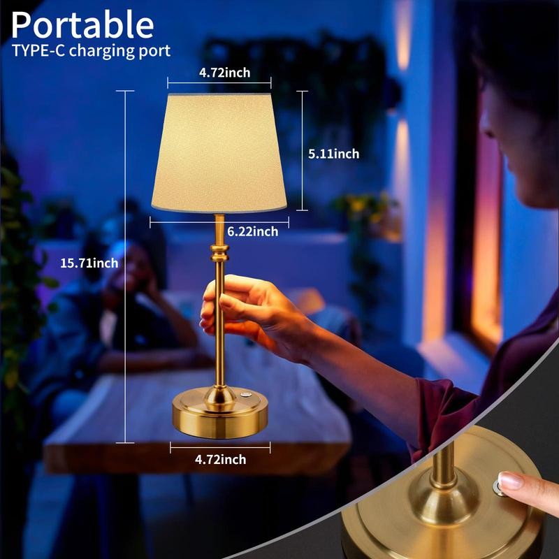 ONEWISH Cordless Lamp-Battery Operated Table lamp, 4000mAh Rechargeable, Stepless Dimmable,
