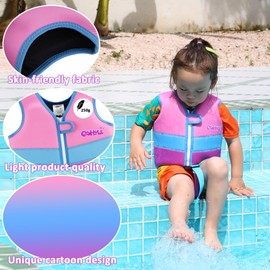 OSHYLE Kids Life Jacket - Boys Girls Neoprene Swimming Jacket Toddler Swimming Floating Neoprene Life Jacket for 1-9 Years (M(3-6), SS-PK)