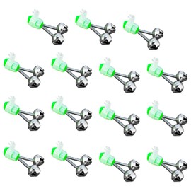 CRZQXOUR 15 PCS Silver Fishing Rod Bells Double Bell Green Galvanized Fish Bite Alarm Portable Reusable Bite Indicator for Night Fishing Bite Indicators