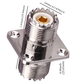 TUOLNK UHF Female to UHF Female 4 Hole Flange Panel Chassis Mount Connector SO239 PL259 Coaxial Jumper Cable Connector RF Soldering Coaxial Adapter Pack of 2