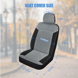 Nilight Car Seat Cover 2PCS Black Grey Breathable Mesh Interior Covers with Removable Headrest Airbag Compatible Universal for Car Truck and SUV Front Seat