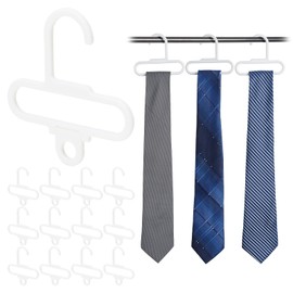 HOUSE DAY Tie Hanger 12 Pack, Belt Holder Rack for Closet Accessories Organizer, Closet Organizers and Storage Hanging Holder Storage Hook for Belt, Tie, Bras, Bags, Scarves - White