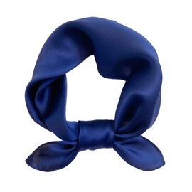 MEISEE Solid Color Mulberry Silk Scarf 21" Square Scarf Neck Scarf Hair Head Breathable Lightweight for Women Gift Packed (Dark blue)