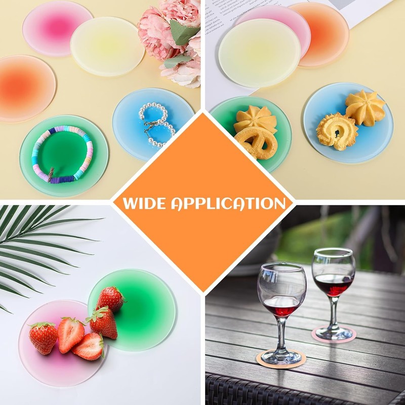 Colorful Acrylic Coasters Set - 5Pcs Round Non-Slip Table Coasters,