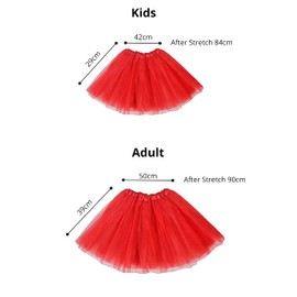 Lizzy 5Pc Neon Costume (Leg Warmers + Fishnet Gloves + 3Layer Tutu + Beads Necklace + Gummy Bracelet) Set | 80s Neon Teen Fancy Dress Dance ware Hen Party Accessory (Red, Ladies)