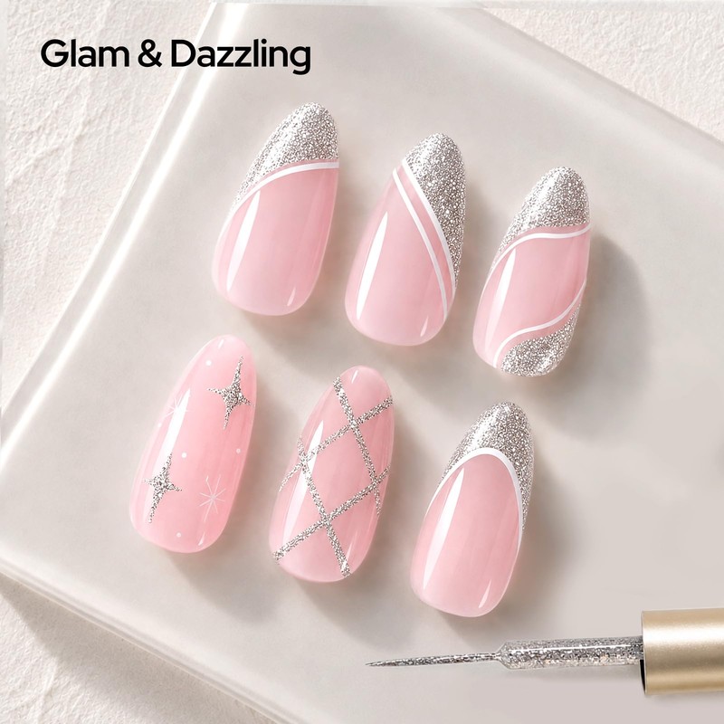 Platinum Silver Swirl Gel Nail Polish Art Liner 15ml