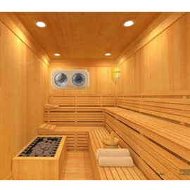 ele ELEOPTION Wooden Sauna Hygrothermograph Thermometer Hygrometer Sauna Room Accessory (Square) (A)