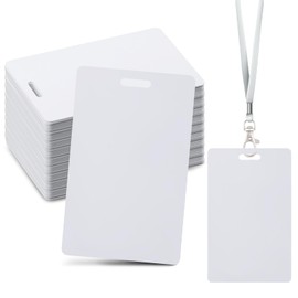 Ktxaby 100 Pcs Blank PVC Cards with Slot Punch, CR80 30 Mil Graphic White Plastic Cards Printable Vertical Blank Cards for Photo ID Badge Printers
