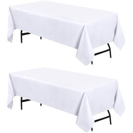 Utopia Kitchen Rectangle Table Cloth 2 Pack [90x132 Inches, White] Tablecloth Machine Washable Fabric Polyester Table Cover for Dining, Buffet Parties, Picnic, Events, Weddings and Restaurants