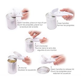 Starfrit Starfrit Little Beaver Can Opener - Safe - Holds and Leaves No Sharp Edges on Lid - Comfort Grip - 3 year warranty - White