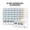 Car Detail Gift Certificate License Plate Themed 30pk 3.75x8.25 You