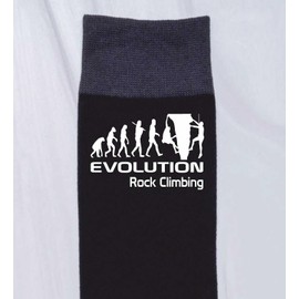 Print4U Evolution Of Rock Climbing Funny Mens Black Novelty Socks Birthday Gift
