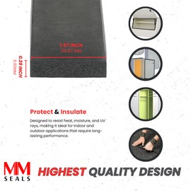 Sponge Rubber Seal 0.39" Height X 1.57" Width | Universal weatherstrip Extrusion Neoprene Strip (3 Feet)