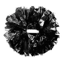 Lovecheer - 2 pompones de animadora, color negro, metálico, con mango de bastón, para equipo deportivo, fiesta de espíritu