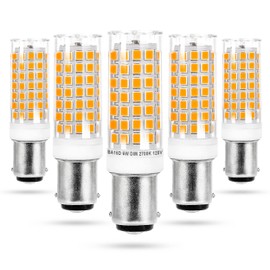 Ziomitus BA15D Led Bulbs 120V Dimmable 6W,Double Contact DC Bayonet Base,2700K Soft Warm White,40W 50W 60W T3/T4 Halogen Equivalent,Dimmable BA15D LED for Sewing Machine Pendants Ceil Wall Light,5Pack