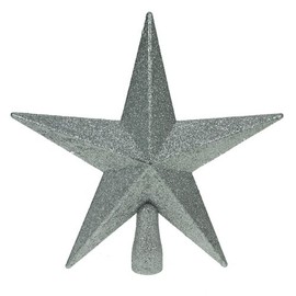 Glitter Star Christmas Tree Topper - Silver (20cm) by Christmas Direct