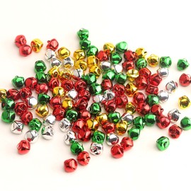 YIEUR Pack of 200 Christmas Bells, Colourful, 10 mm Bells, Gold Christmas Tree Decoration, Metal Jingle Bells Christmas Gift Decoration DIY & Chrism Decorations (Colourful, 10 mm)