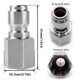 CLIO - 2 acopladores de arandela a presión macho de acero inoxidable de 0,63 cm o 0,95 cm, conector hembra NPT de 1/4 pulgadas o 3/8 pulgadas, 5000 PSI (conector macho de 3/8 pulgadas) de conexión rápida