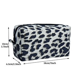AGBIADD Leopard Print Design Cosmetic bag Makeup bag Soft Toiletry Bag for Women Travel Essentials (White)