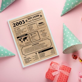 Equik Products Jubilee Poster 20 years, Gift for 20th birthday, Vintage Poster in German, Birth Year 2003, for 20th Birthday for Women or 20th Birthday for Men, Back in 2003 (2003)