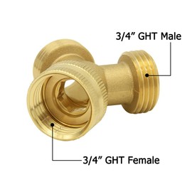 Hooshing Garden Hose Splitter 2 Way Heavy Duty Brass 3/4" GHT Hose Y Swivel Splitter Connector with Washers for Outdoor Faucet Hose