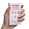 Light Pink Cat Eye Press on Nails Short Square, Sparkling