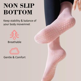Beieverluck 8 Pairs Pilates Socks with Grips for Women Non Slip Yoga Socks pure barre socks for Barre Ballet Barefoot Workout Hospital, 8 color