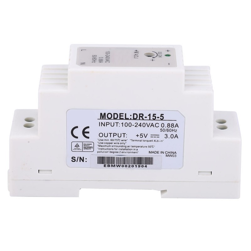 DR-15-5 DIN Rail Single Output Switching Power Supply 15W 5V