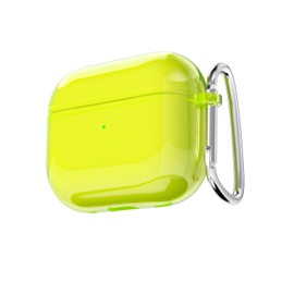 LoeoeL for Airpods 4 Case Clear, Transparent Silicone Cute Girly Airpods 4th Generation Case with Keychain, Hard Shell Plastic Airpods Cover Accessories for Women Girls, Bright Neon Green Lime