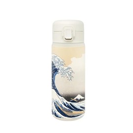 Wahodo 841-001 Vacuum Double Layer Thermal Insulated Stainless Steel One-Push Bottle, 11.8 fl oz (350 ml), One-Touch Lock, Easy One Hand, Water Bottle, Japanese Pattern, Inbound Japan Souvenir